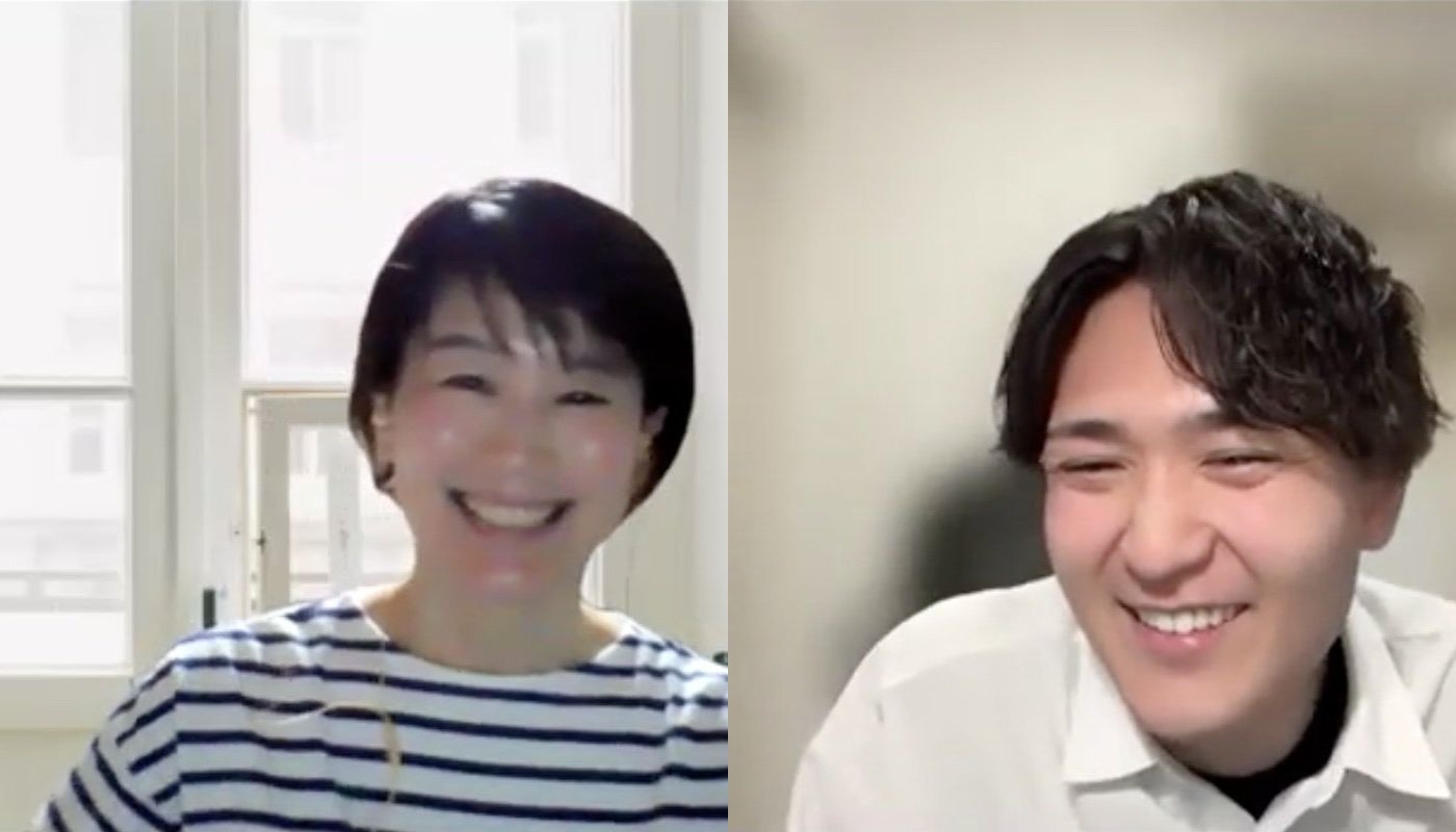 オンラインで笑顔を交わす、やよいさんとつっつんさん